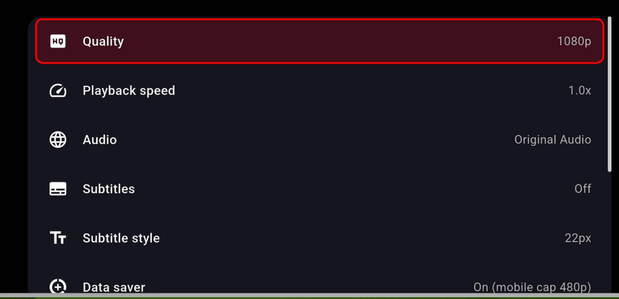 Player settings